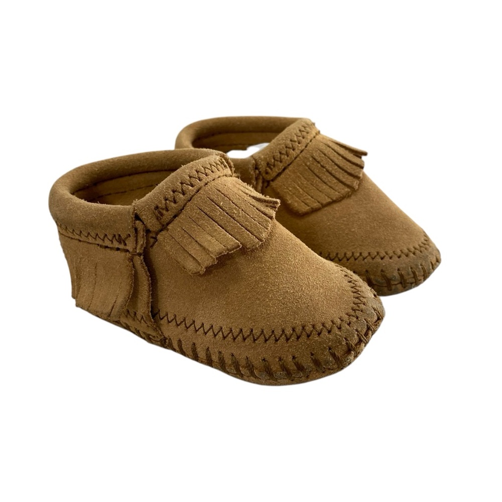 Minnetonka Infant Soft Suede Upper Leather Riley Bootie Fringe Boho Comfy 2 Pull